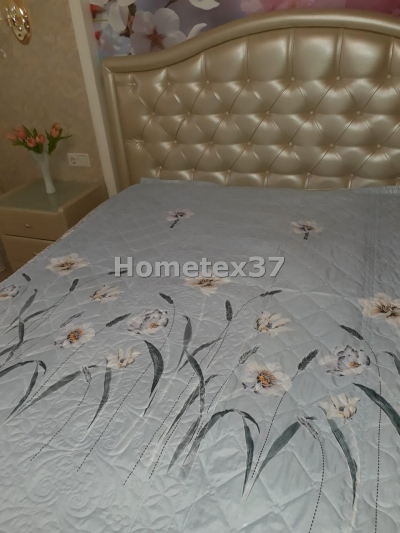 Одеяло-покрывало верх хлопок "Нарциссы мята" 180*220 см